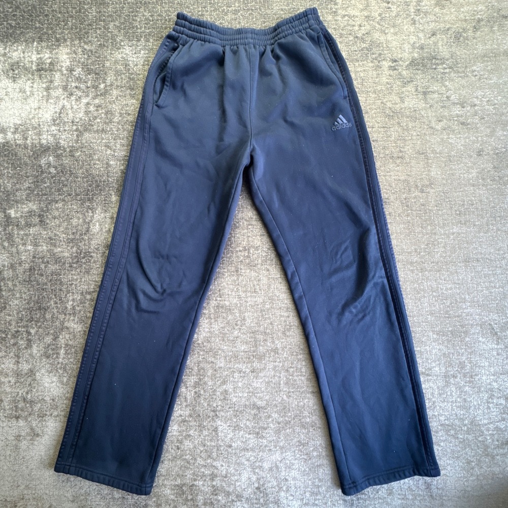 Adidas Track Pants Boys‎ XL 18/20 Blue Fleece Lined Embroidered Logo High Rise